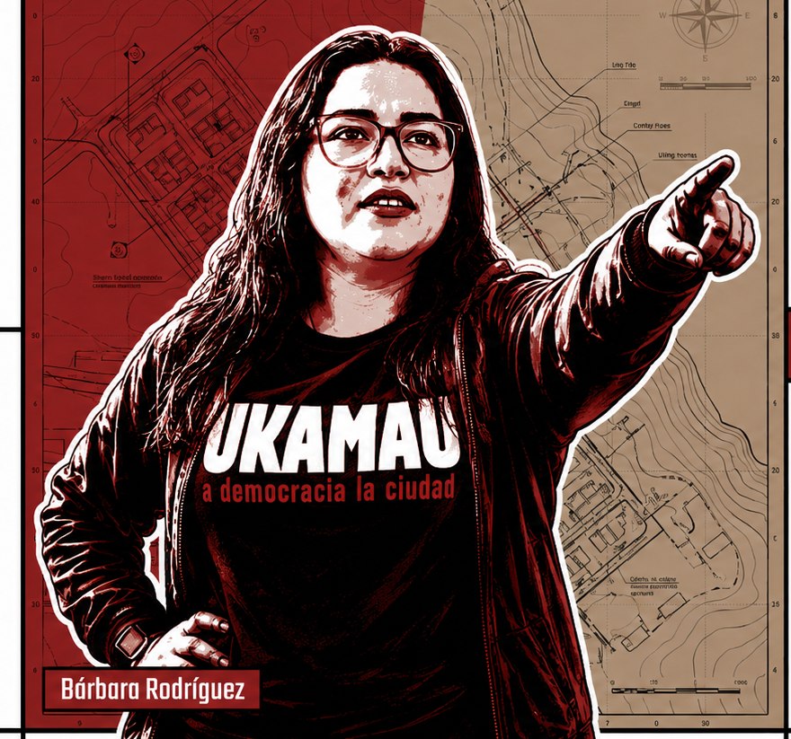 Bárbara Rodríguez, presidenta y vocera del Comité Buen Vivir de Cartagena, con polera Ukamau